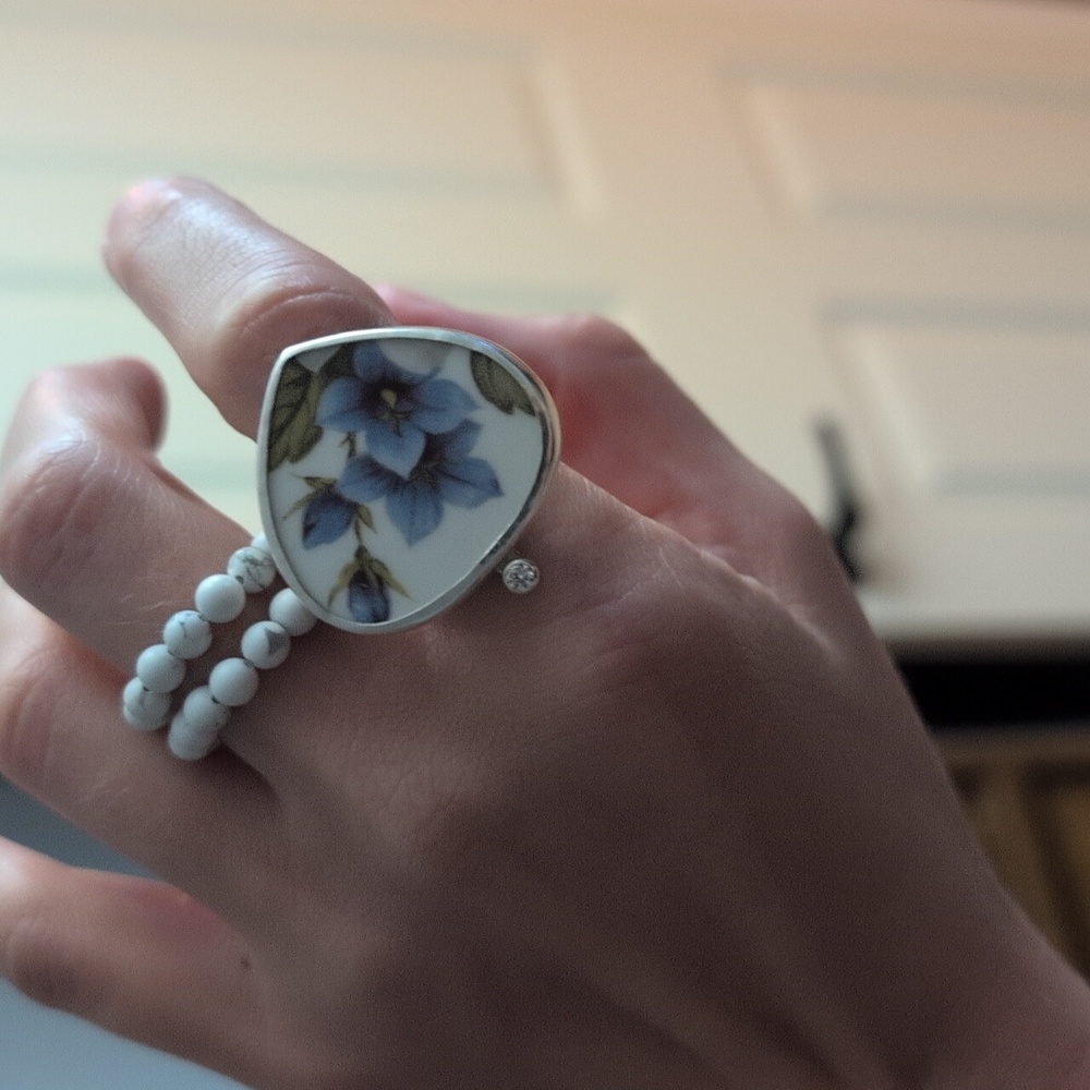 1970s Ceramic Plate Ring - Picture 3 of 4